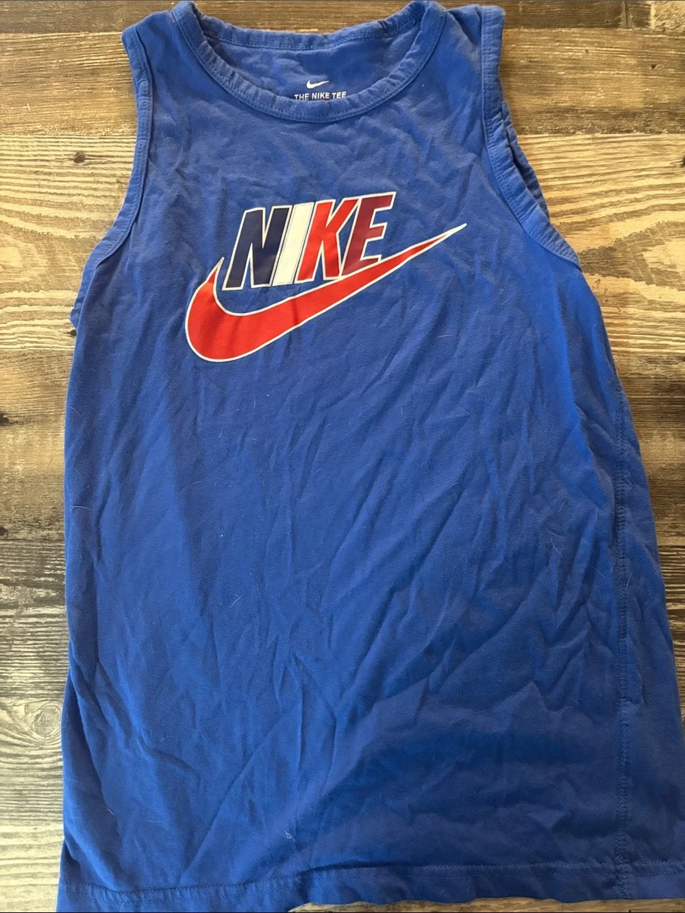 Nike Royal Blue Tank with Red Swoosh and White Accents boys tank